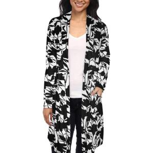 imageHybrid ampamp Company Womens Casual Open Front Drape Cardigan KSKW31127 10100 IVOBLK S