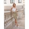 imageHybrid ampamp Company Womens Premium Nylon Ponte Stretch High Waist Pencil Suit Skirt Below Knee1073tbeigeKhak