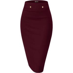 imageHybrid ampamp Company Womens Pencil Skirt Premium Nylon Ponte Stretch Office Made in The USA Below KneeWine