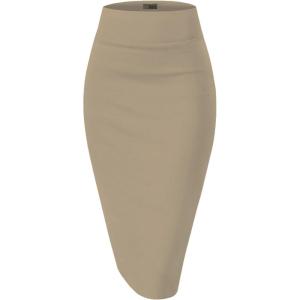 imageHybrid ampamp Company Womens Premium Nylon Ponte Stretch High Waist Pencil Suit Skirt Below Knee1073tbeigeKhak