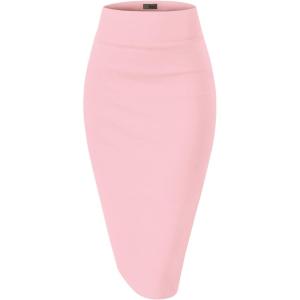 imageHybrid ampamp Company Womens Premium Nylon Ponte Stretch High Waist Pencil Suit Skirt Below Knee1073tblush