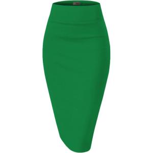 imageHybrid ampamp Company Womens Premium Nylon Ponte Stretch High Waist Pencil Suit Skirt Below Knee1073tkelly Gree