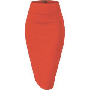 imageHybrid ampamp Company Womens Premium Nylon Ponte Stretch High Waist Pencil Suit Skirt Below Knee1073torange