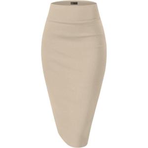 imageHybrid ampamp Company Womens Premium Nylon Ponte Stretch High Waist Pencil Suit Skirt Below Knee1073tstone