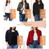 imageHybrid ampamp Company Womens Fashion Color Casual Office Comfy Zip Up Bomber Jacket Made in USAPerforatednavy