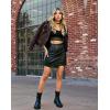 imageOlivia Miller Womens Faux Leather Zip Up Moto Biker JacketBrown