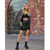 imageOlivia Miller Womens Faux Leather Zip Up Moto Biker JacketGrey