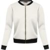 imageHybrid ampamp Company Womens Fashion Color Casual Office Comfy Zip Up Bomber Jacket Made in USAPerforatedivory