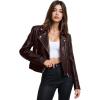 imageOlivia Miller Womens Faux Leather Moto Biker Jacket Long Sleeve Zip JacketJk5208brown