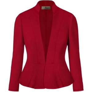 imageHybrid ampamp Company Womens Casual Work Office Elegant Open Front Premium Nylon Blazer JacketJk1135red
