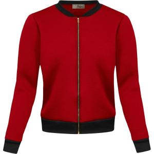 imageHybrid ampamp Company Womens Fashion Color Casual Office Comfy Zip Up Bomber Jacket Made in USA8750red