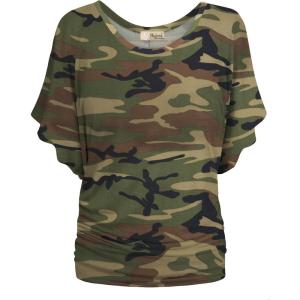 imageHybrid ampamp Company Womens Super Comfy Boat Neck Dolman Top Shirt10188camouflage