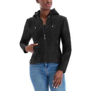 imageOlivia Miller Womens Faux Leather Zip Up Moto Biker JacketJk5210black