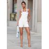 imageHybrid ampamp Company Women Denim Shorts Rompers Sleeveless Adjustable Strap Overalls Cross Back JumpsuitShv156998white