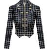 imageHybrid ampamp Company Womens Fashion Military Crop Premium Ultra Stretch GoldSliver Millennium Zipper Up Dressy Blazer Jacket11083blackwhite