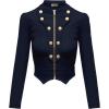 imageHybrid ampamp Company Womens Fashion Military Crop Premium Ultra Stretch GoldSliver Millennium Zipper Up Dressy Blazer JacketNavy
