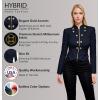 imageHybrid ampamp Company Womens Fashion Military Crop Premium Ultra Stretch GoldSliver Millennium Zipper Up Dressy Blazer JacketNavy