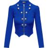 imageHybrid ampamp Company Womens Fashion Military Crop Premium Ultra Stretch GoldSliver Millennium Zipper Up Dressy Blazer JacketRoyal