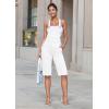 imageHybrid ampamp Company Womens Leisure Adjustable Straps Stretch Bermuda Short Denim jumpsuits OverallsBvj156998white