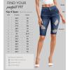 imageHybrid ampamp Company Womens Perfectly Shaping Hyper Stretch Bermuda Shorts CapriDestructedbermudamedblu