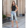 imageHybrid ampamp Company Womens Perfectly Shaping Hyper Stretch Bermuda Shorts CapriDestructedcaprilwash