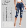 imageHybrid ampamp Company Womens Perfectly Shaping Hyper Stretch Bermuda Shorts CapriDestructedcaprimedblu