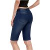 imageHybrid ampamp Company Womens Ultra Comfy Butt Lift Stretch Bermuda City ShortsRippeddarkwash