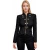 imageHybrid ampamp Company Womens Fashion Military Crop Premium Ultra Stretch GoldSliver Millennium Zipper Up Dressy Blazer JacketBlack
