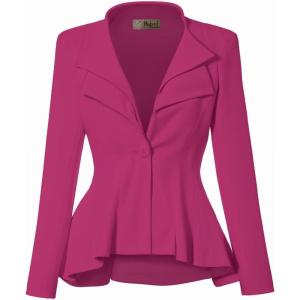 imageHybrid ampamp Company Womens Casual Work Office Dressy Double Lapel Single Button Peplum Comfortable BlazerFuchsiadressy  Premium Weight