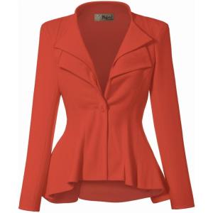 imageHybrid ampamp Company Womens Casual Work Office Dressy Double Lapel Single Button Peplum Comfortable BlazerOrange