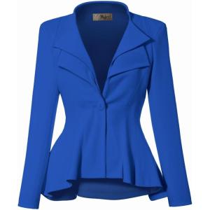 imageHybrid ampamp Company Womens Casual Work Office Dressy Double Lapel Single Button Peplum Comfortable BlazerRoyaldressy  Premium Weight