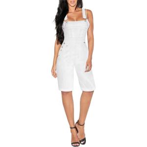 imageHybrid ampamp Company Womens Leisure Adjustable Straps Stretch Bermuda Short Denim jumpsuits OverallsBvj156998white