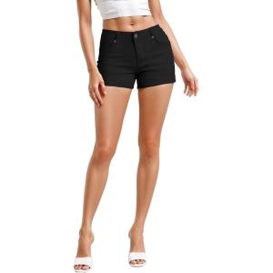 imageHybrid ampamp Company Womens Mid Rise Denim Stretchy Jean Shorts with PocketsShortsuper Stretch Black