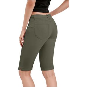 imageHybrid ampamp Company Womens Ultra Comfy Butt Lift Stretch Bermuda City ShortsArmy Green