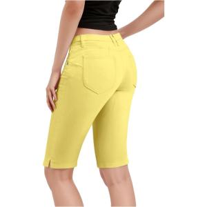 imageHybrid ampamp Company Womens Ultra Comfy Butt Lift Stretch Bermuda City ShortsBermudayellow