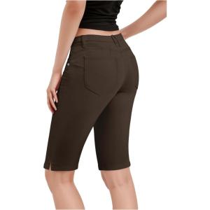 imageHybrid ampamp Company Womens Ultra Comfy Butt Lift Stretch Bermuda City ShortsBrown