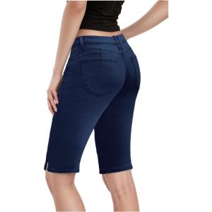 imageHybrid ampamp Company Womens Ultra Comfy Butt Lift Stretch Bermuda City ShortsDenim Indigo