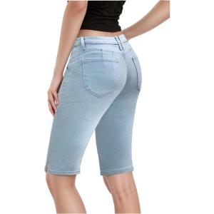 imageHybrid ampamp Company Womens Ultra Comfy Butt Lift Stretch Bermuda City ShortsDenim Light Wash