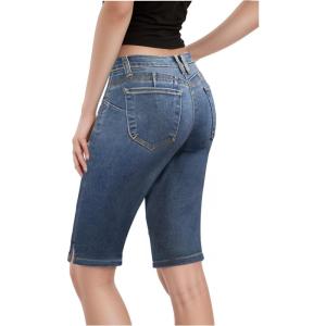 imageHybrid ampamp Company Womens Ultra Comfy Butt Lift Stretch Bermuda City ShortsDenim Medium Blu