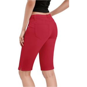 imageHybrid ampamp Company Womens Ultra Comfy Butt Lift Stretch Bermuda City ShortsGrenadine