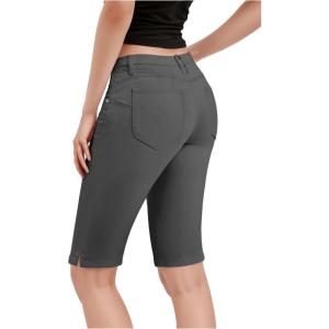 imageHybrid ampamp Company Womens Ultra Comfy Butt Lift Stretch Bermuda City ShortsGunmetal