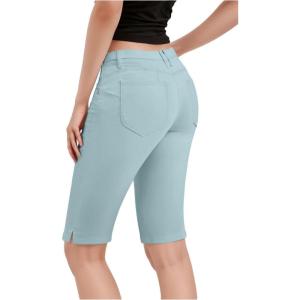 imageHybrid ampamp Company Womens Ultra Comfy Butt Lift Stretch Bermuda City ShortsPowder Blue
