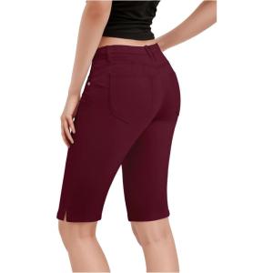 imageHybrid ampamp Company Womens Ultra Comfy Butt Lift Stretch Bermuda City ShortsWine