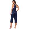 imageHybrid ampamp Company Womens Denim Bib Sleeveless Overalls Utility Rompers Capri Jumpsuit with PocketsQvj156998darkwash