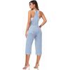 imageHybrid ampamp Company Womens Denim Bib Sleeveless Overalls Utility Rompers Capri Jumpsuit with PocketsQvj156998light Wash