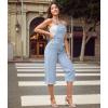 imageHybrid ampamp Company Womens Denim Bib Sleeveless Overalls Utility Rompers Capri Jumpsuit with PocketsQvj156998light Wash