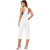 imageHybrid ampamp Company Womens Denim Bib Sleeveless Overalls Utility Rompers Capri Jumpsuit with PocketsQvj156998white