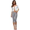 imageHybrid ampamp Company Womens Ultra Stretch Mid Rise Skinny Capri Pants with PocketsCapri676blackred