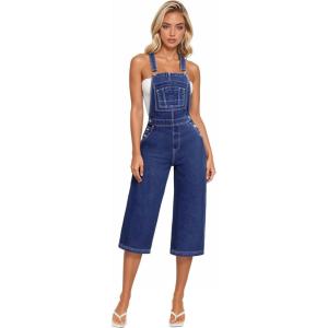 imageHybrid ampamp Company Womens Denim Bib Sleeveless Overalls Utility Rompers Capri Jumpsuit with PocketsQvj156998medium Was