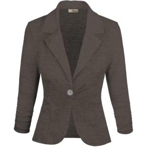 imageHybrid ampamp Company Womens Lightweight Casual Work Office Stretch Ponte Cardigan Blazer Jacket Made in USABrown
